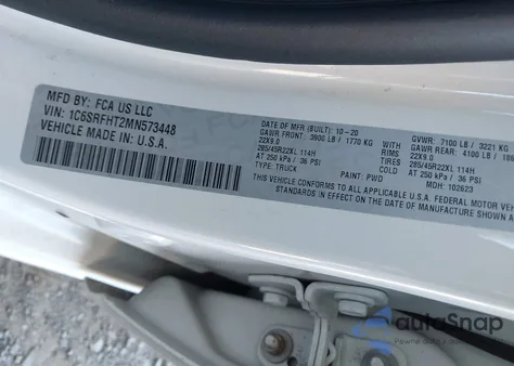 2021 Ram 1500 Limited 4X4 5'7 Box из США, поврежденный, VIN 1C6SRFHT2MN573448